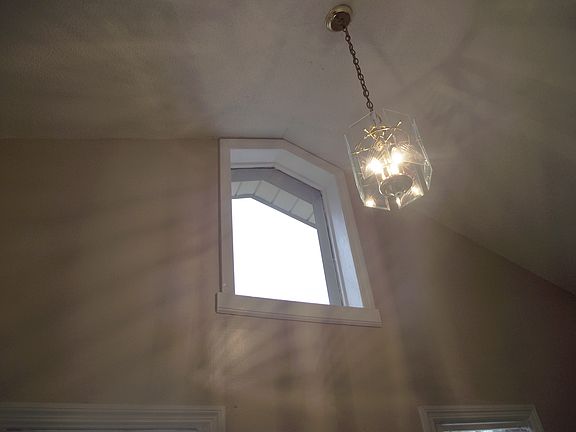 vaulted foyer in living room