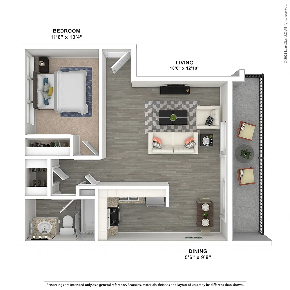 Floor plan OneBedroom-PlanK