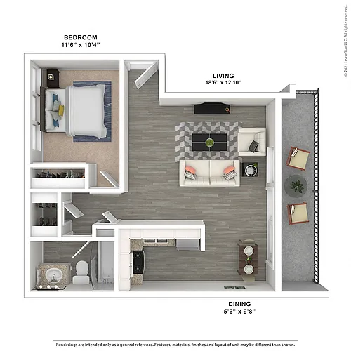 Floor plan OneBedroom-PlanK