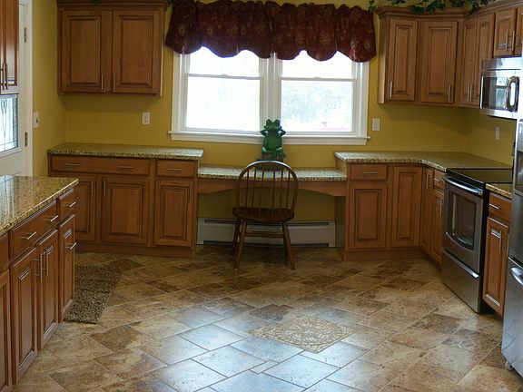 Tiled floor in large kitchen