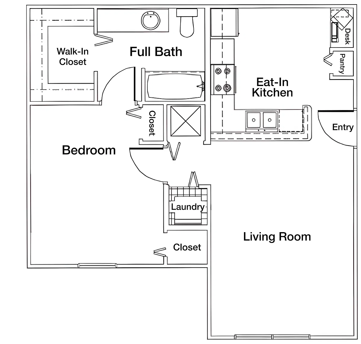 Floor plan One Bedroom One Bathroom 60%
