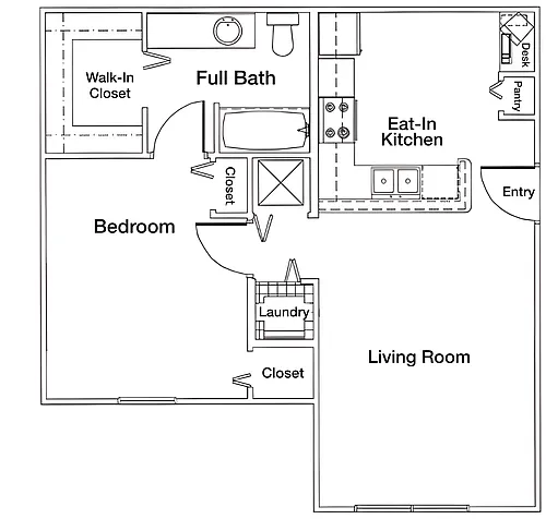 Floor plan One Bedroom One Bathroom 60%