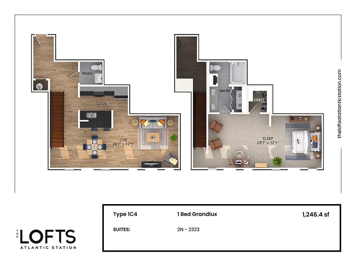 Floor plan 1C4 - 1 Bed Grandlux