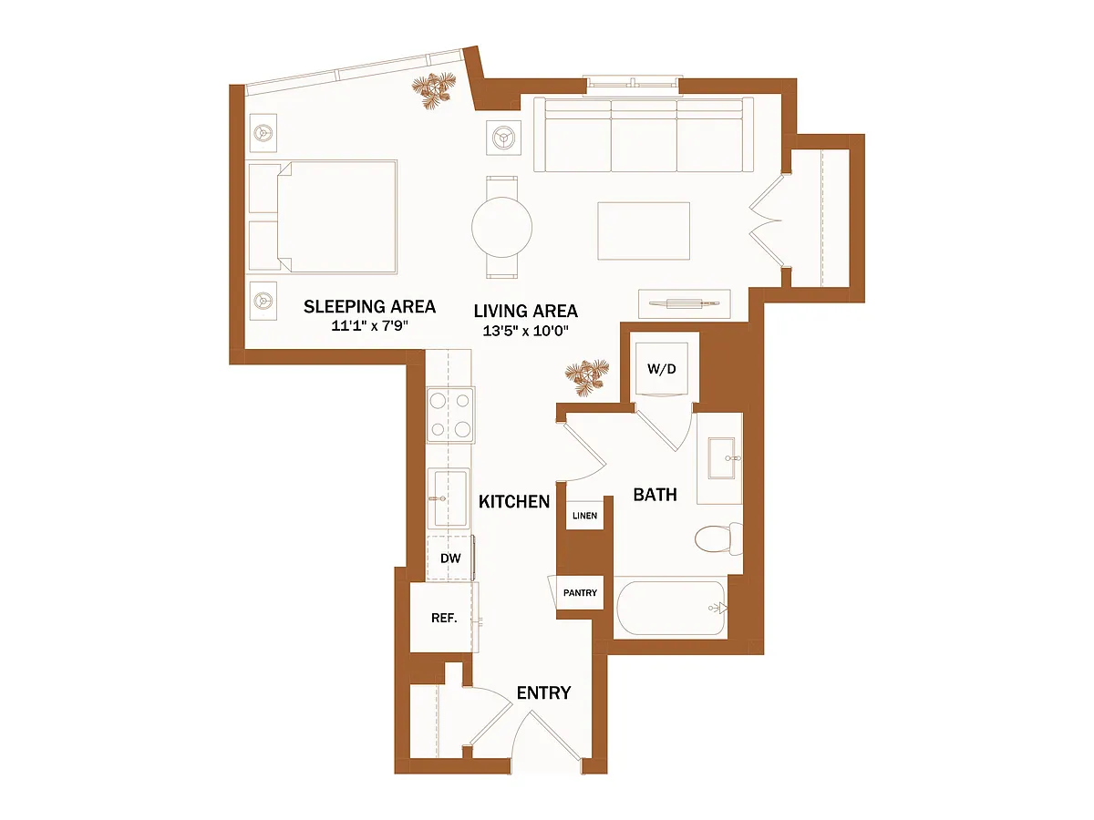 Floor plan S6 - 0 Bed | 1 Bath