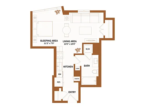 Floor plan S6 - 0 Bed | 1 Bath