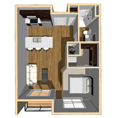 Floor plan A 566 SF