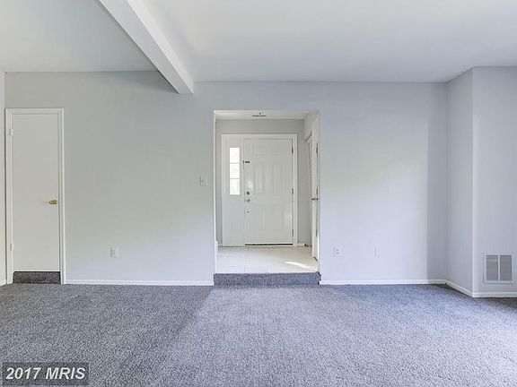 view of foyer from rec room, rough-in for bath