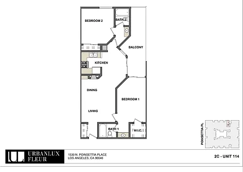 Floor plan 2BD - 2BATH - Units 2C
