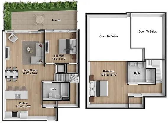 Floor plan 1 Bedroom Loft
