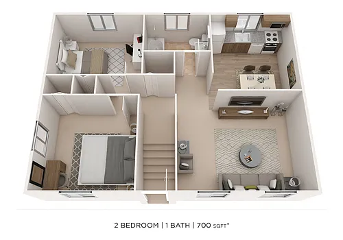 Floor plan Two Bedroom - 705 sqft