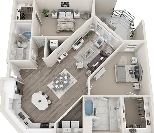 The Republic, Two Bedrooms, Two Bathrooms, 1266 sqft, Laundry Room with Full-Size Washer/Dryer, Patio/Balcony, Two Walk-in Closets The Republic, Two Bedrooms, Two Bathrooms, 1266 sqft, Laundry Room with Full-Size Washer/Dryer, Patio/Balcony, Two Walk-in C