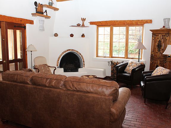 Living room with Kiva fireplace