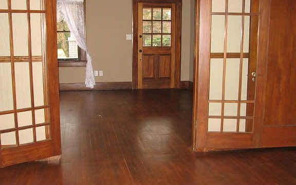 Classic French doors with glass knobs