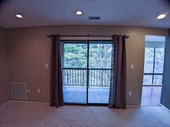 View of private patio from living room.