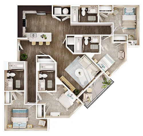 Floor plan 4BR/4BA - D1