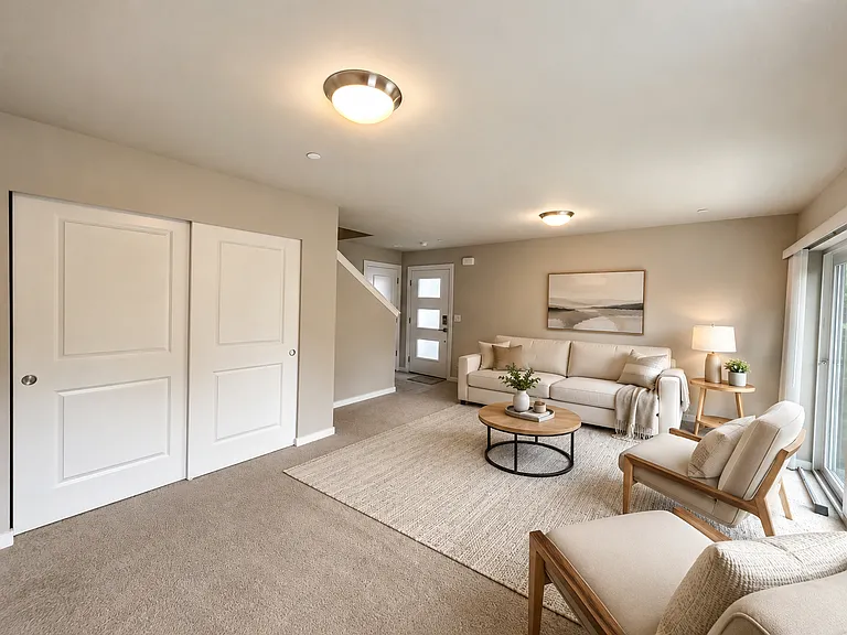 First floor bonus/flex room with slider to patio. Virtually staged.