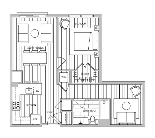 Floor plan 1 Bedroom with Den