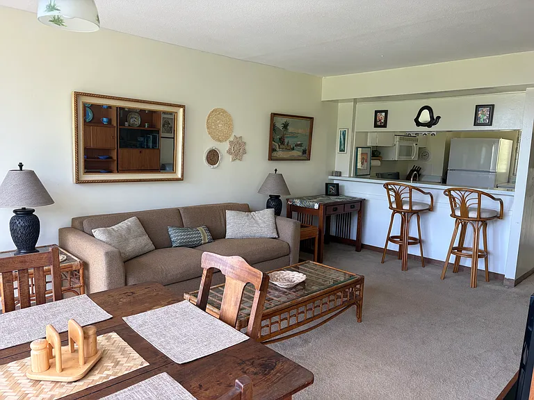 The condo is bright and cheerful throughout the day. There are curtains but there is plenty of privacy even when they are open.
