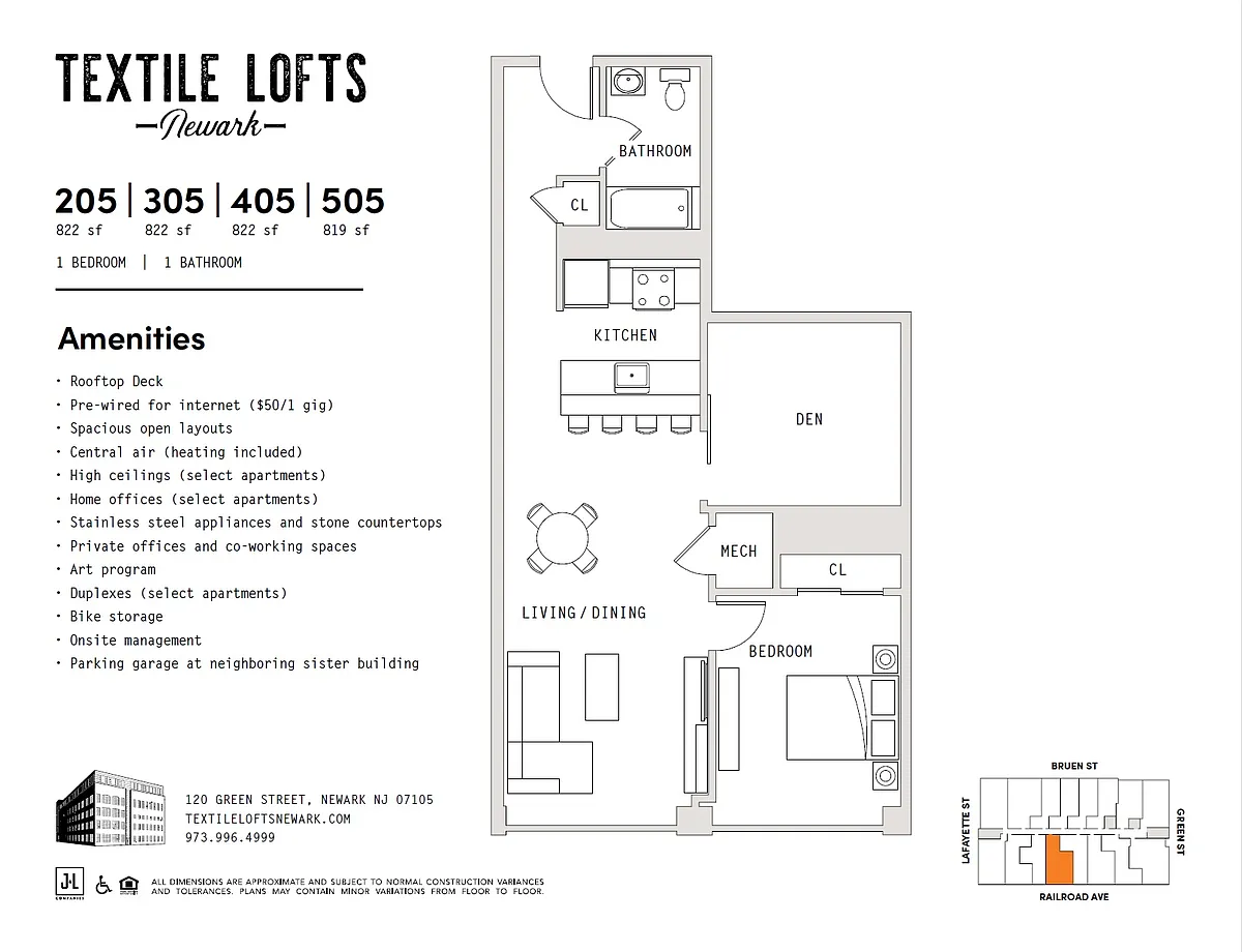Floor plan One Bedroom with Den - 2nd