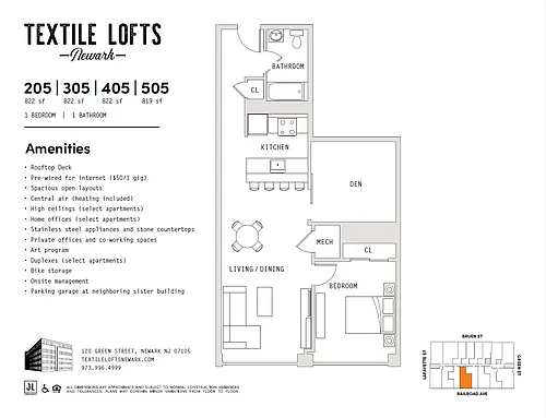 Floor plan One Bedroom with Den - 2nd