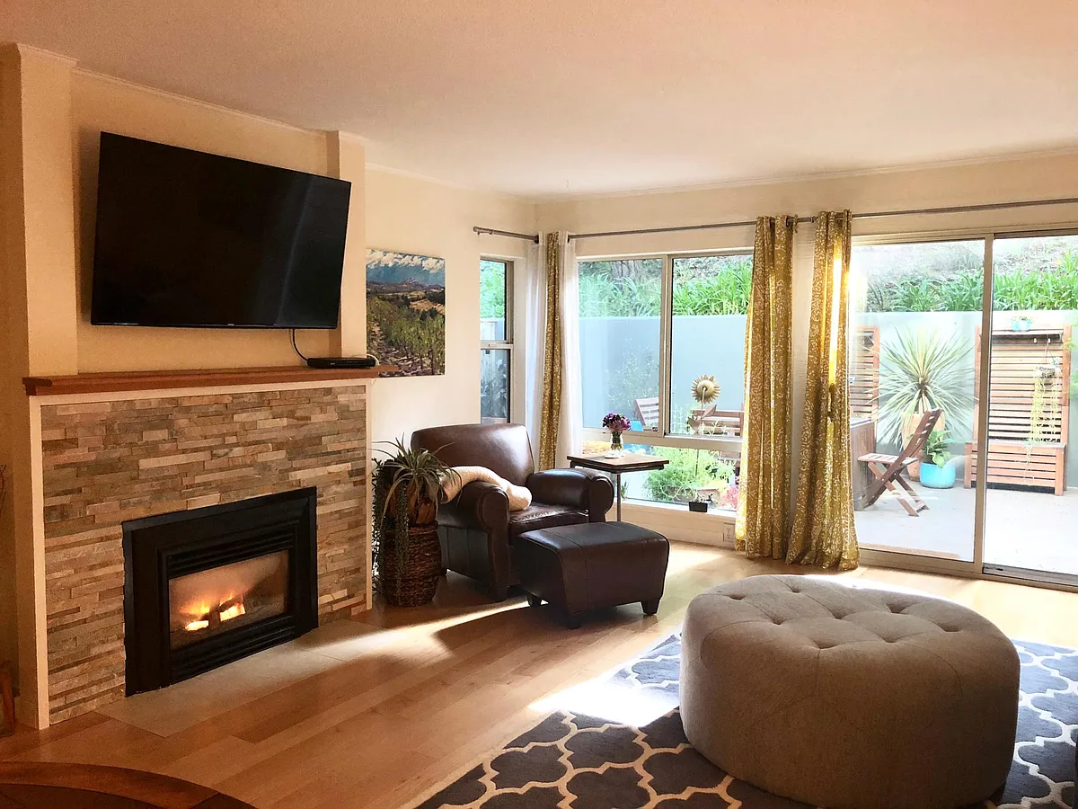 Living Room (cozy fireplace & large flat screen TV Included! - 5140 Diamond Heights Blvd #A103