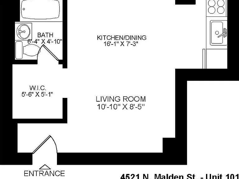 Apt. 101 Studio Floor Plan Apt. 101 Studio Floor Plan