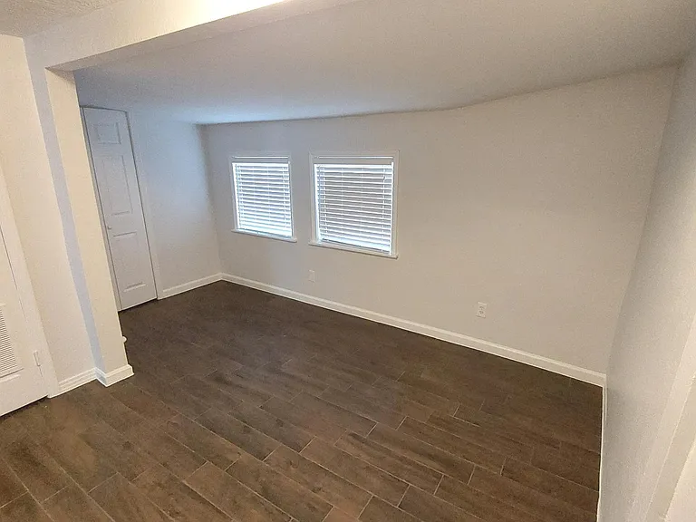 L shape Living room or bedroom. There is another small coat closet to the left there.