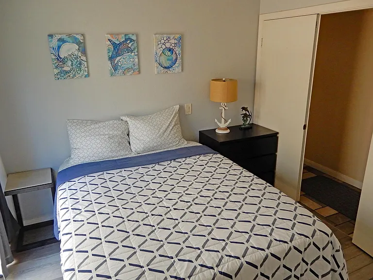 Bedroom One with Queen Bed (ground level)