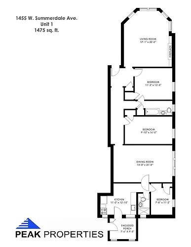 Floor plan 2 Bedroom - 1 Bathroom