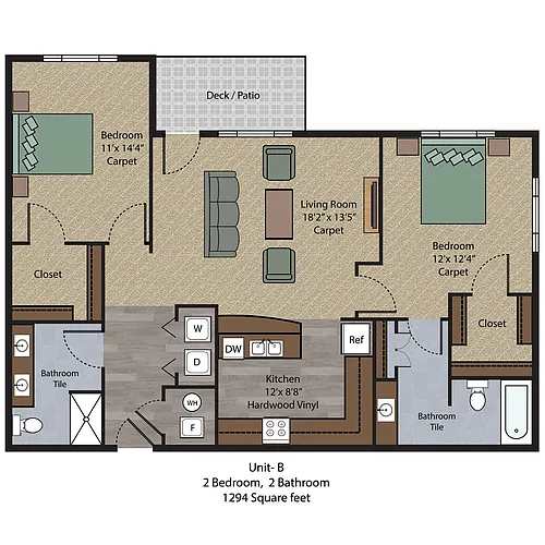 Floor plan 2 Bedroom Unit B