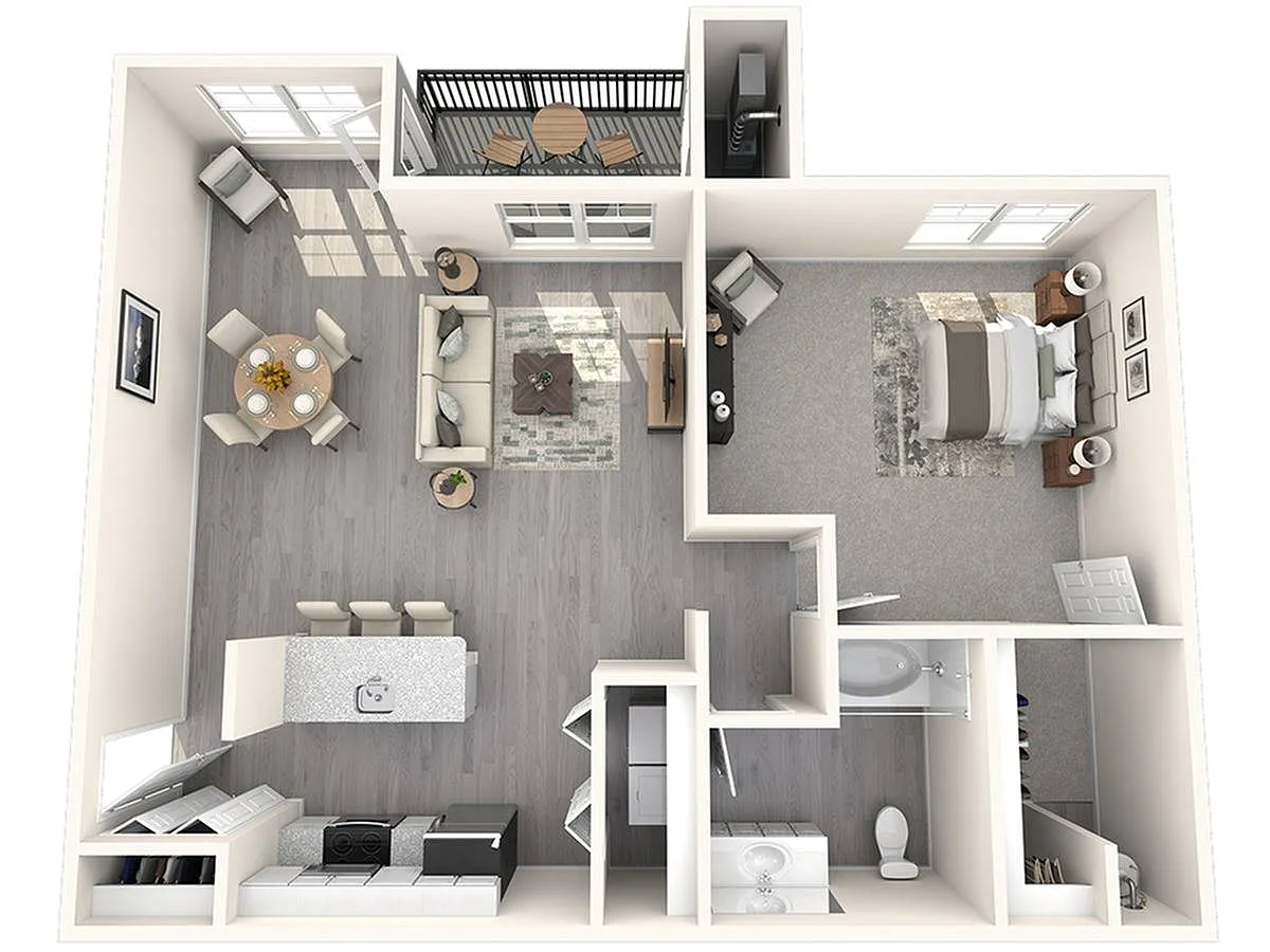 Floor plan 1 Bedroom/1 Bathroom-Cobb