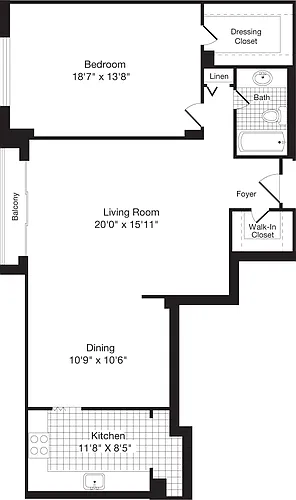 Floor plan 1 Bedroom CC