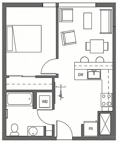 Floor plan One Bedroom - MFTE A1