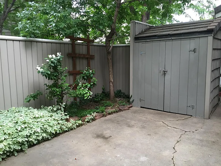 Storage shed. Room for bikes or other extra items. Locking door.
