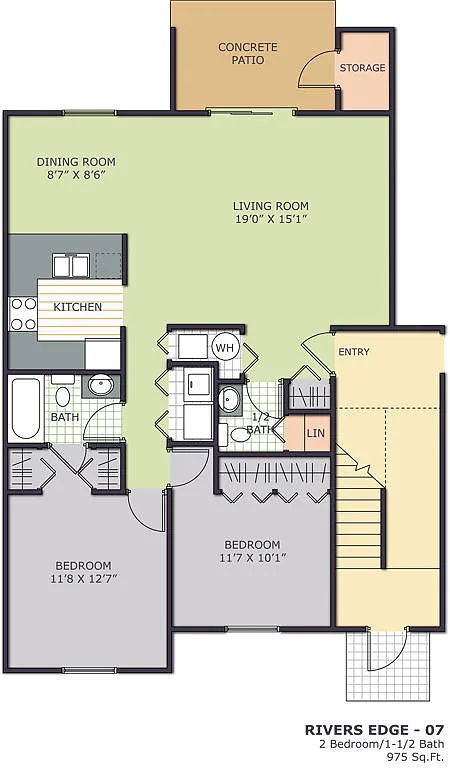 Floor plan 2 BD 1.5 Bath