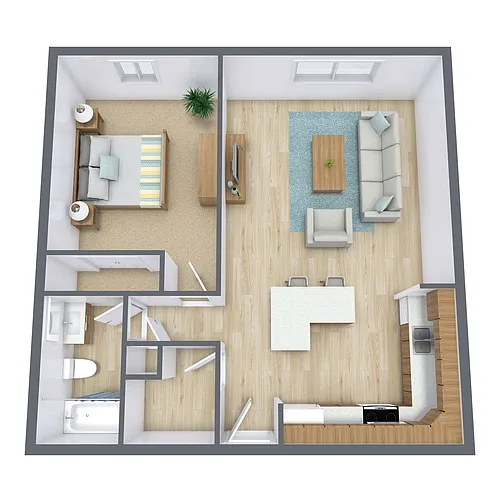 Floor plan One Bedroom - 11K