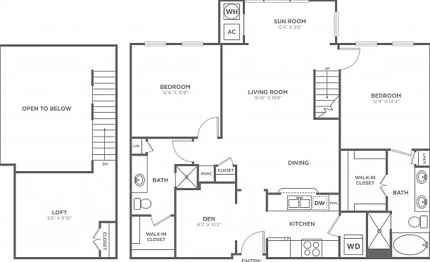 2 Bedroom 2 Bath Loft (1,522 SF) 2 Bedroom 2 Bath Loft (1,522 SF)