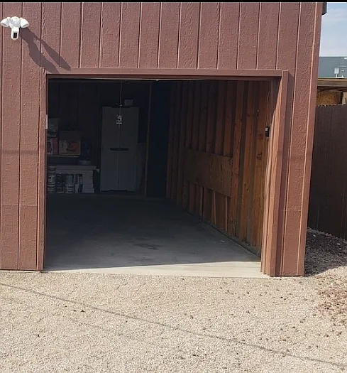 Single car garage with garage door opener