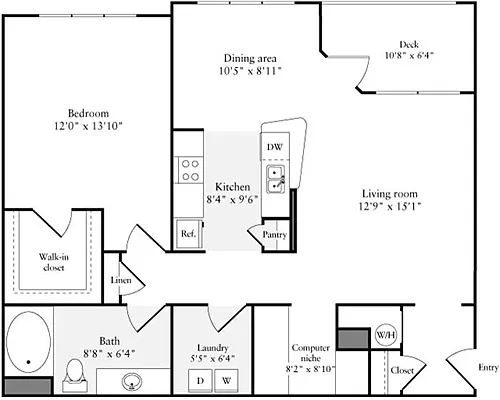 Floor plan 1 Bedroom E