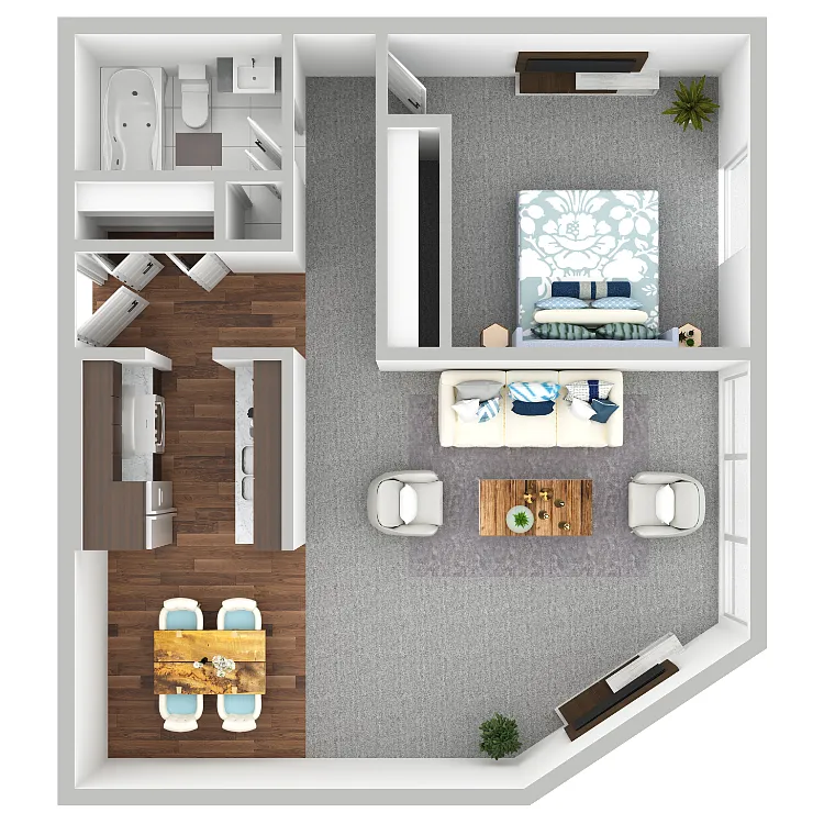 Floor plan One Bedroom 675