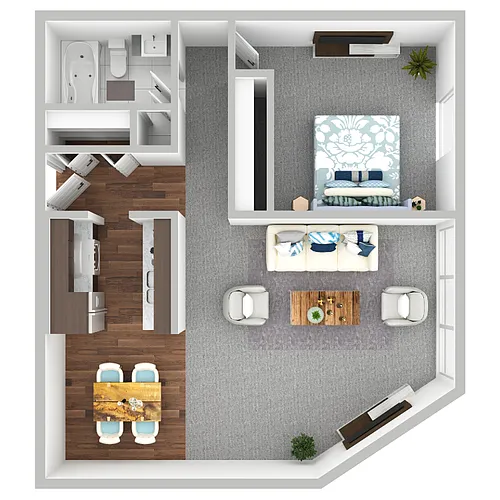 Floor plan One Bedroom 675