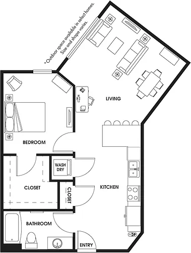 Floor plan A8 One Bed
