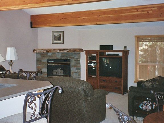 Living room, stone fireplace