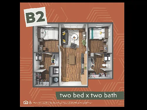 Floor plan 2BR/2BA - B2