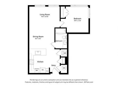 Floor plan 1Bed-A03
