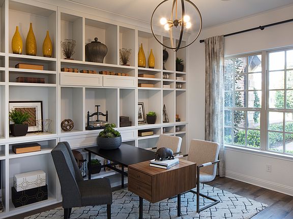 Custom built-in shelves in study