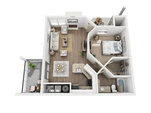 Floor plan A2: 1 Bed 1 Bath
