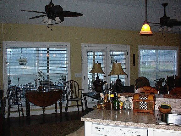 Window view of lake from kitchen