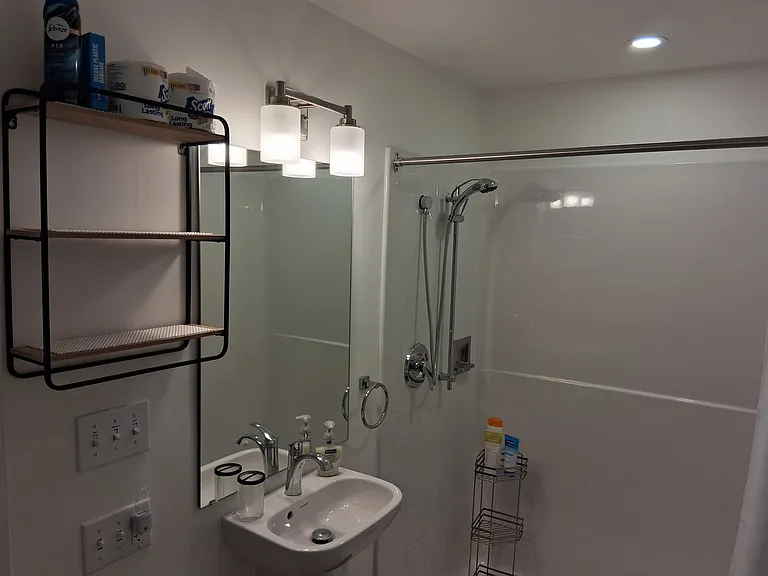Hand held shower is a guest favorite; shower is stocked with body wash, shampoo, and conditioner