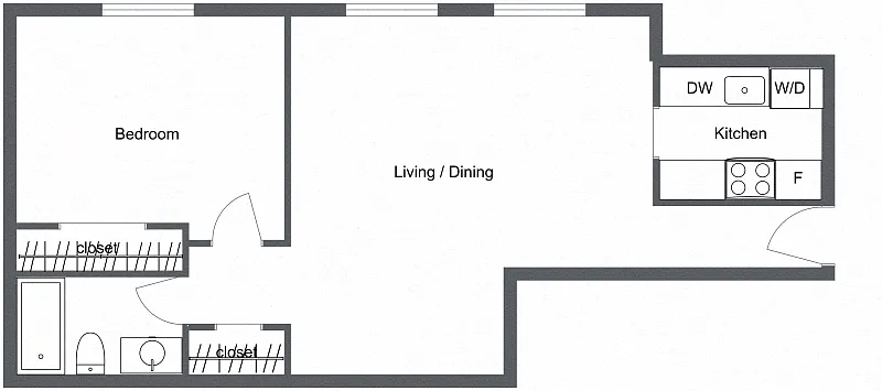 Floor plan 1 Bedroom 1 Bath A Renovated